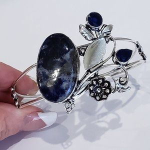Sodalite, Topaz gemstone, 925 silver bracelet
